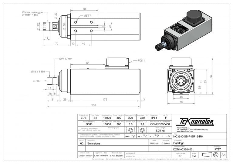 teknomotor spindle COMNC350400